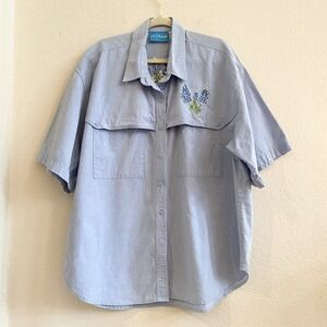 Ol' Paint‎ Bluebonnet Vintage Denim Short Sleeve Shirt  Women Plus 3XL Cotton